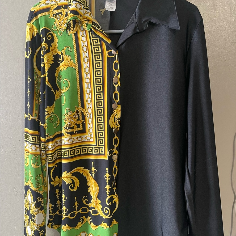 Elegant Black and Green Patterned Skirt